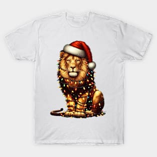 Lion Wrapped In Christmas Lights T-Shirt